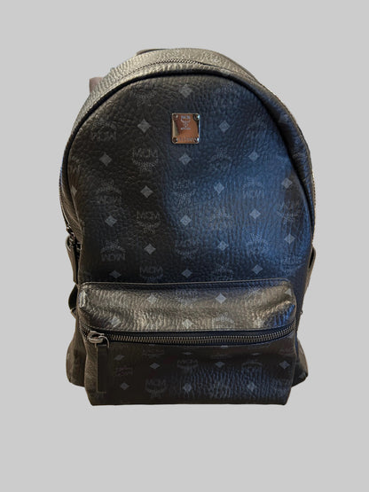 MCM Black Visetos Leather Backpack