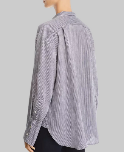 FRAME Linen Stripe Button Up Blouse - Size s