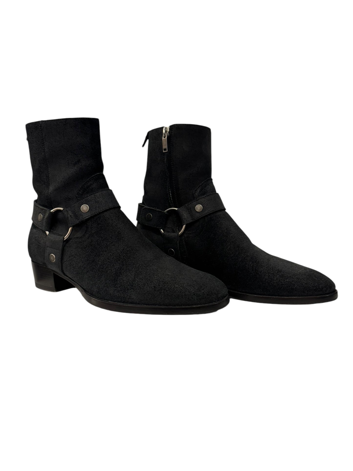 SAINT LAURENT Wyatt Suede Chelsea Boots - Size 40.5