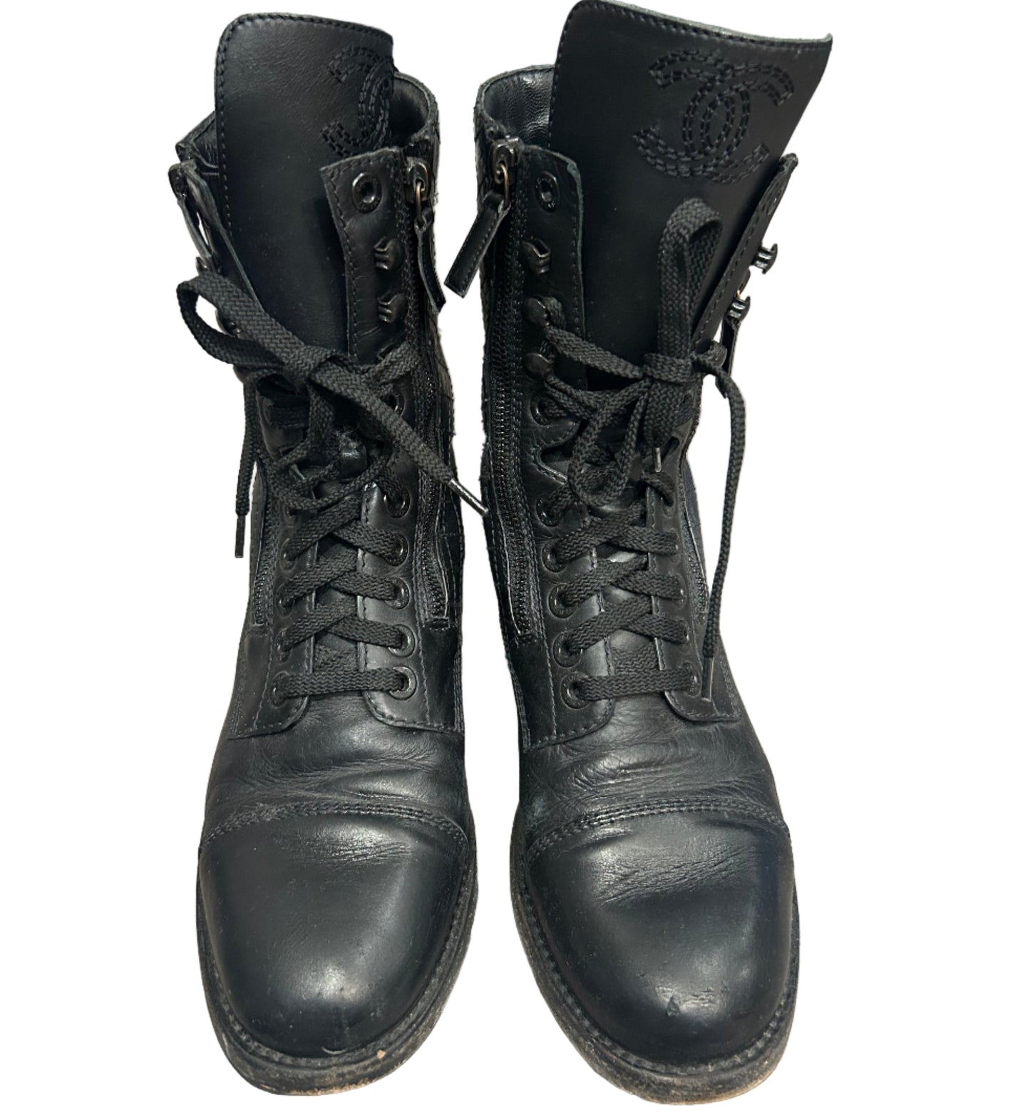 CHANEL Lace up Combat Boot - Size 40
