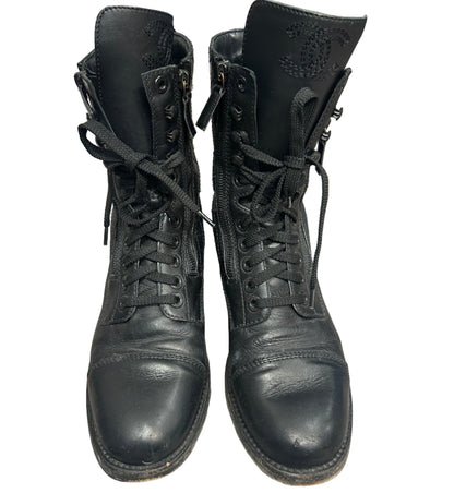 CHANEL Lace up Combat Boot - Size 40