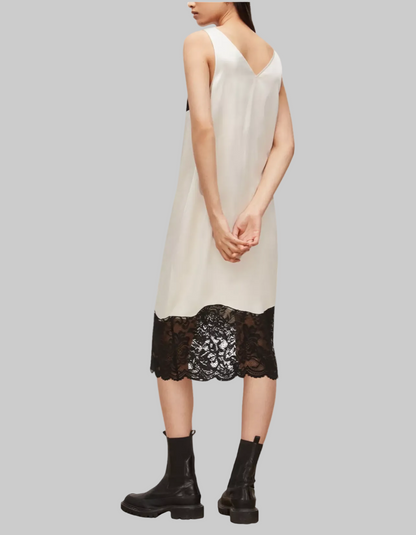 ALLSAINTS Celeste Two-Tone Satin & Lace Midi Dress - Size 2