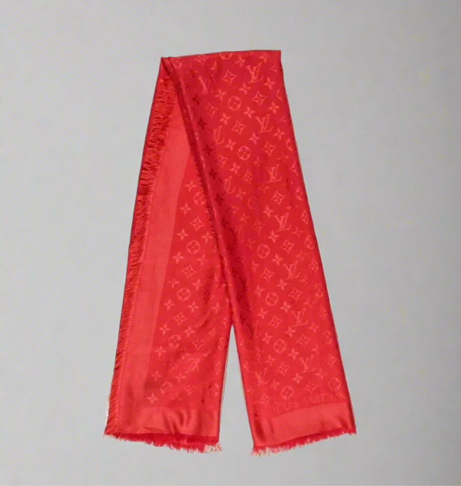 LOUIS VUITTON Red Monogram Shawl