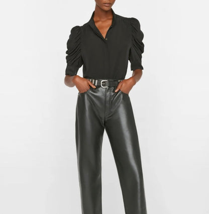 FRAME Black Silk Gillian Blouse - Size S