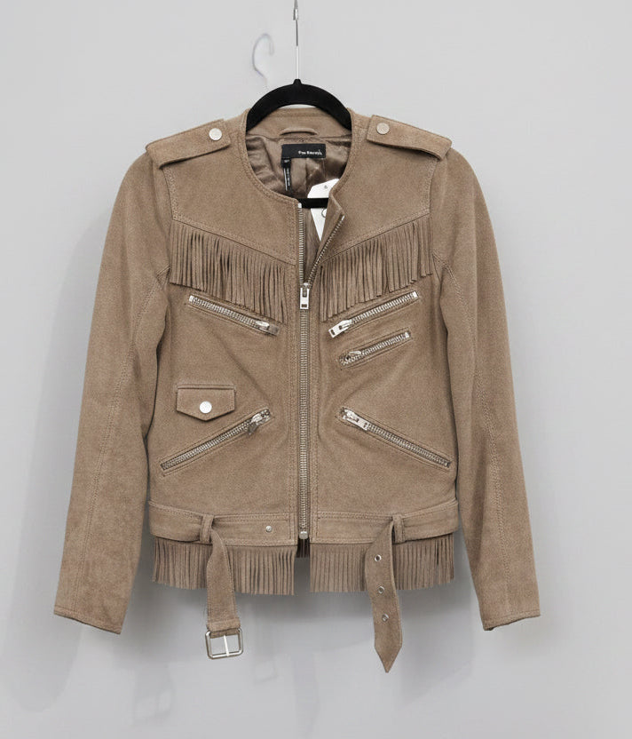 THE KOOPLES Suede Fringe Jacket - Size XS