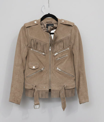 THE KOOPLES Suede Fringe Jacket - Size XS