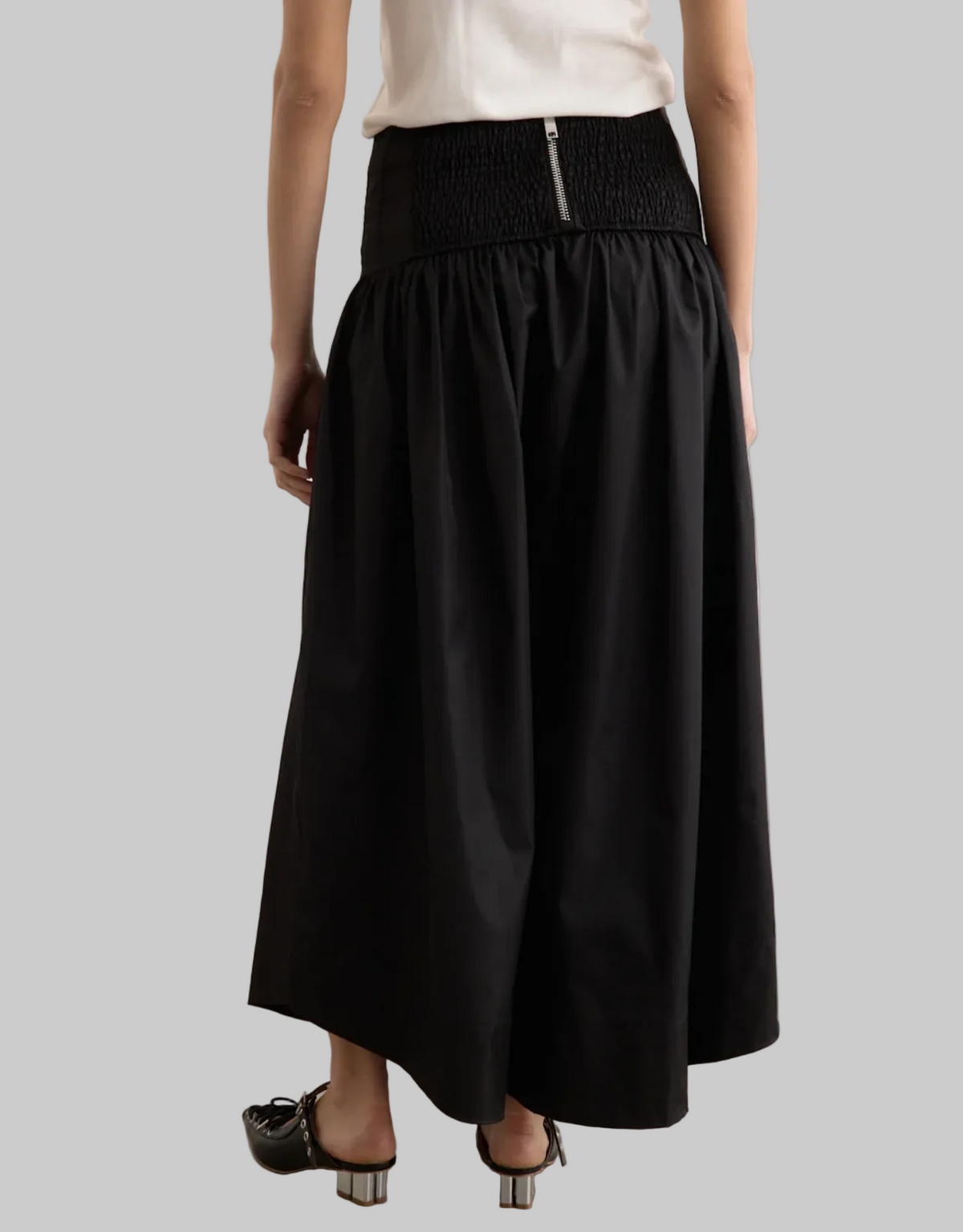 GANNI Duchesse Nylon Long Pocket Skirt - Size S