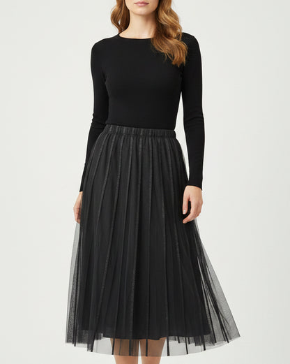 BRUNELLO CUCINELLI Black Tulle Tiered Skirt - Size 6