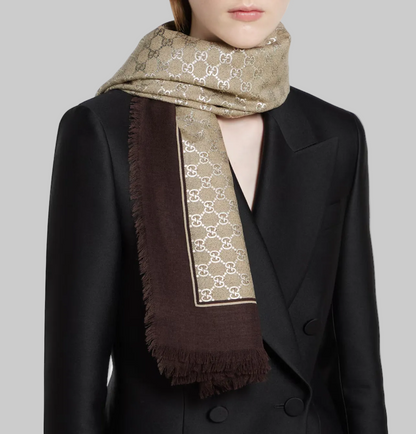GUCCI Laminated GG Wool Shawl