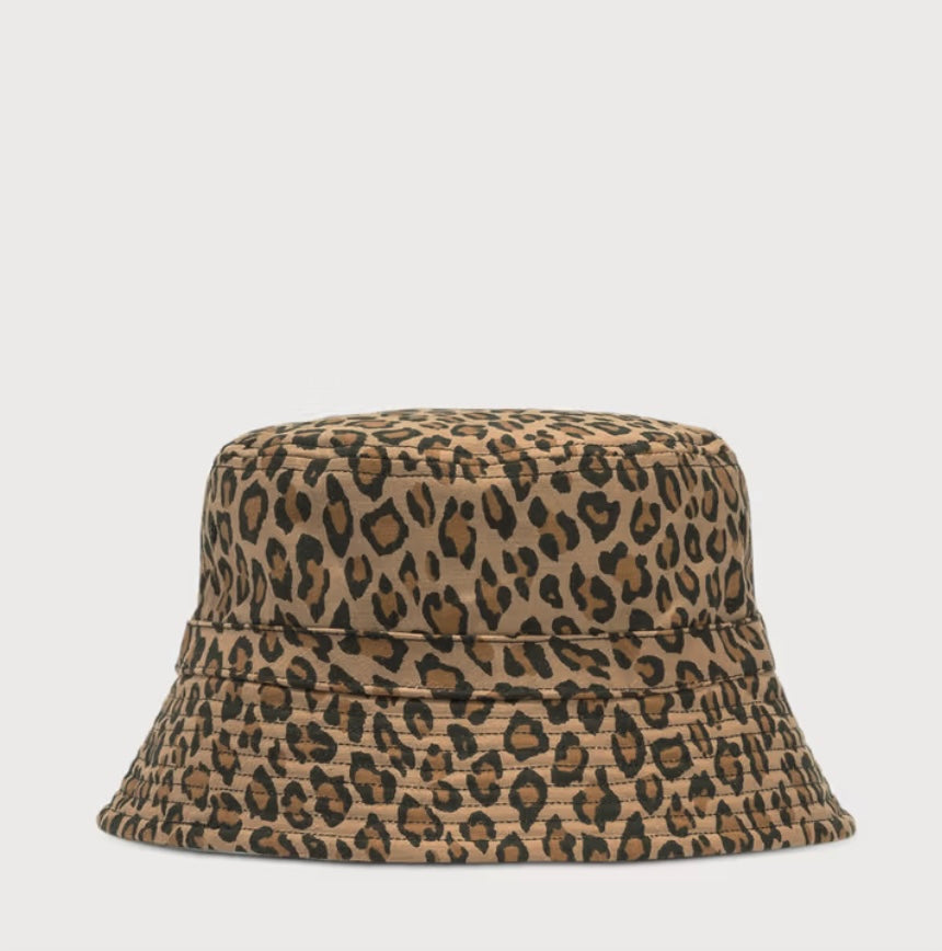 Reversible Bucket Hat in Pale Blue Tiger w/ Leopard