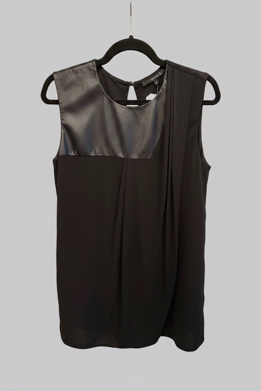 GUCCI Black Mixed media Top w/ leather - Size L