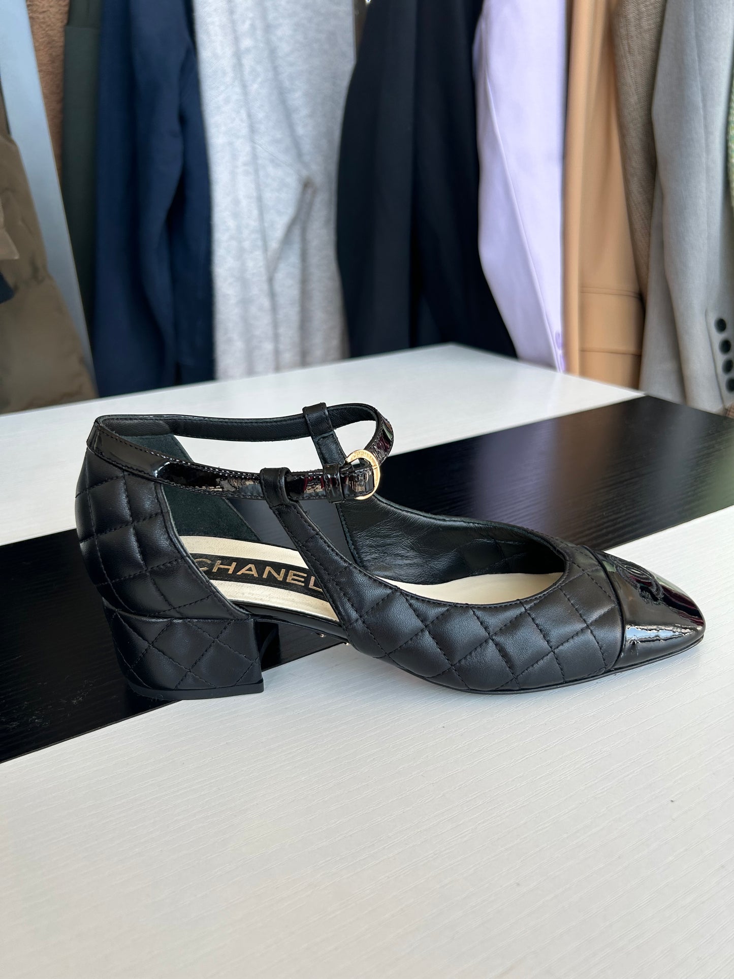 CHANEL Patent Toe Quilted Mary Jane’s - Size 38