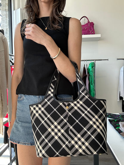 BURBERRY Canvas Check Shoulder Bag