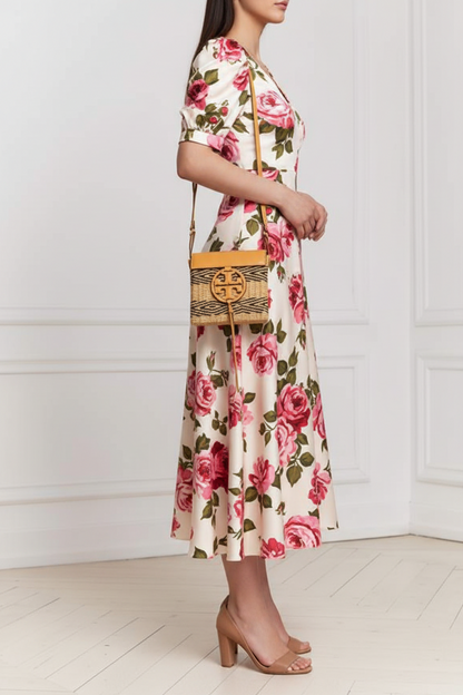 TORY BURCH Straw Miller Crossbody Bag