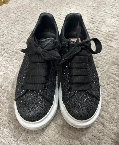 ALEXANDER MCQUEEN Black Glitter Calf Leather Sneakers - Size 37