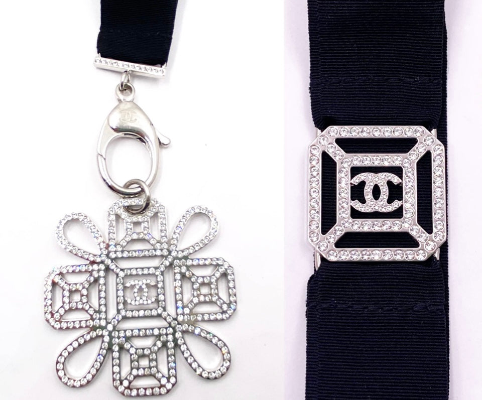 CC Detachable Crystal Pendant Ribbon Key Chain Necklace