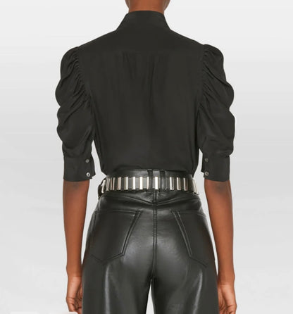 FRAME Black Silk Gillian Blouse - Size S