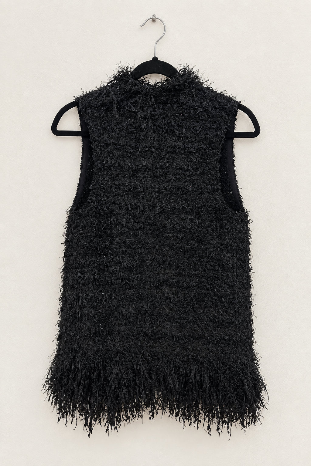 BALMAIN Black Fringe Tweed Vest - Size S