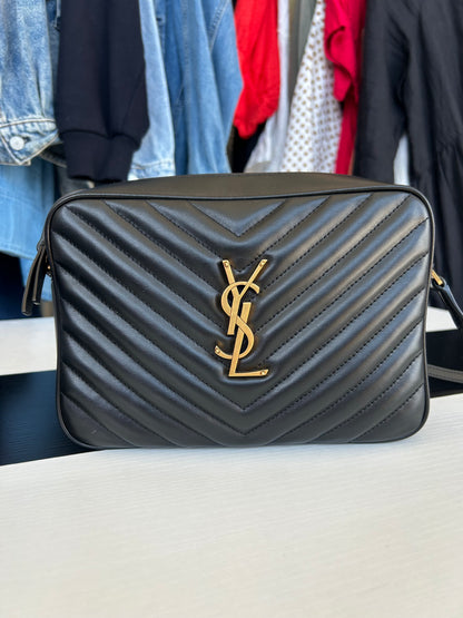 SAINT LAURENT Medium Lou Chevron Leather Camera Bag