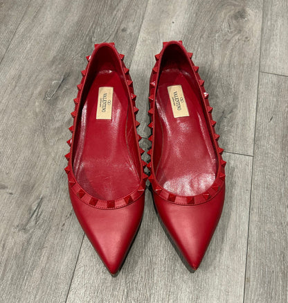 VALENTINO Red Rockstud Ballet Flat - Size 38.5