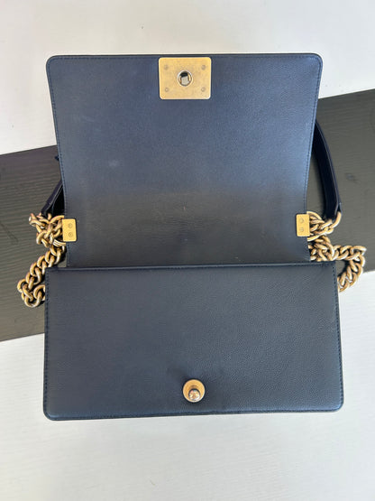 CHANEL 2018 Medium Boy Bag Navy