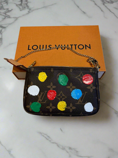 LOUIS VUITTON X Yayoi Kusama Monogram Painted Mini Pouchette 2023