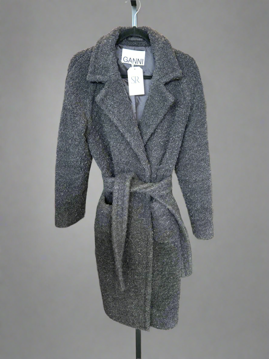 GANNI Charcoal long coat - Size 34