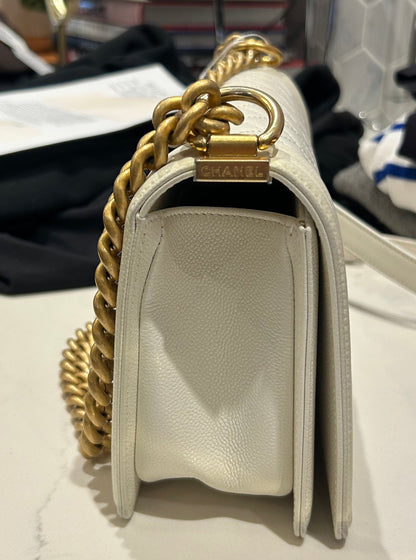 CHANEL 2022 Medium Caviar Leather Boy Bag