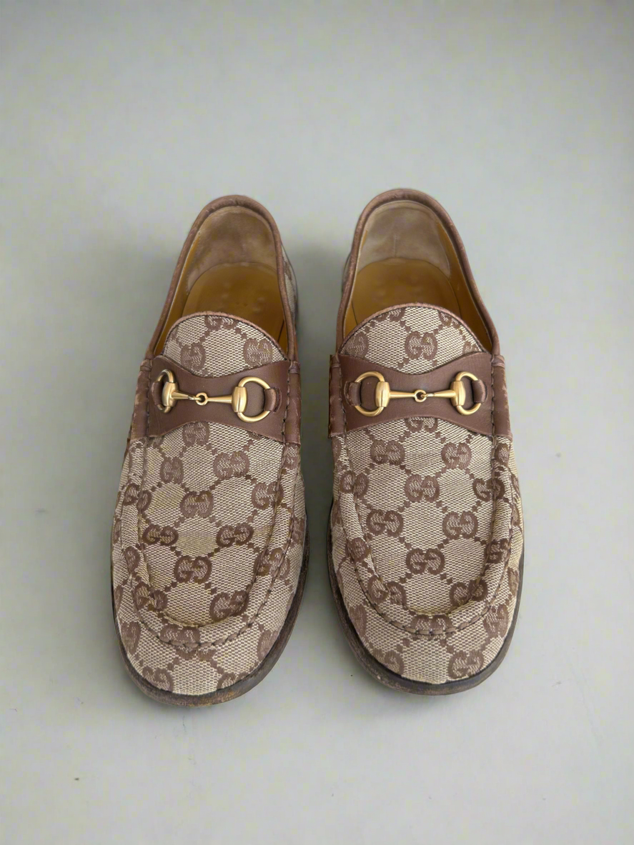GUCCI GG Canvas Loafers - Size 37.5