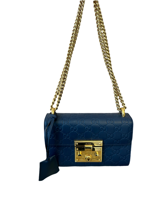 GUCCI Small Blue Padlock Shoulder Bag