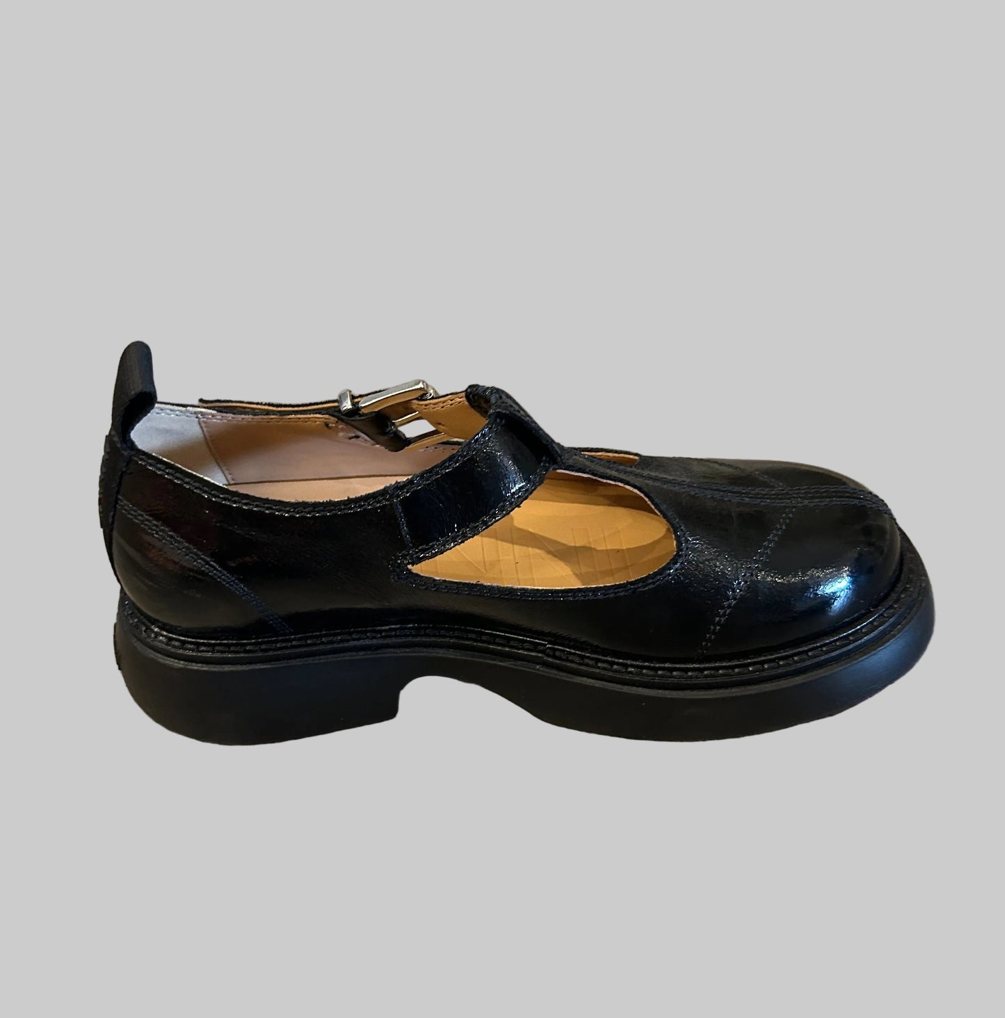 GANNI Black Leather Mary Jane’s - Size 8