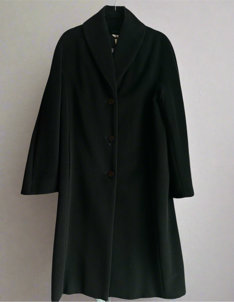 MAXMARA Long Black Wool Coat - Size 6