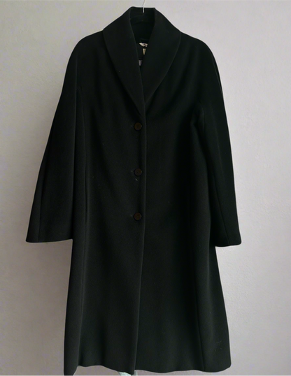 MAXMARA Long Black Wool Coat - Size 6