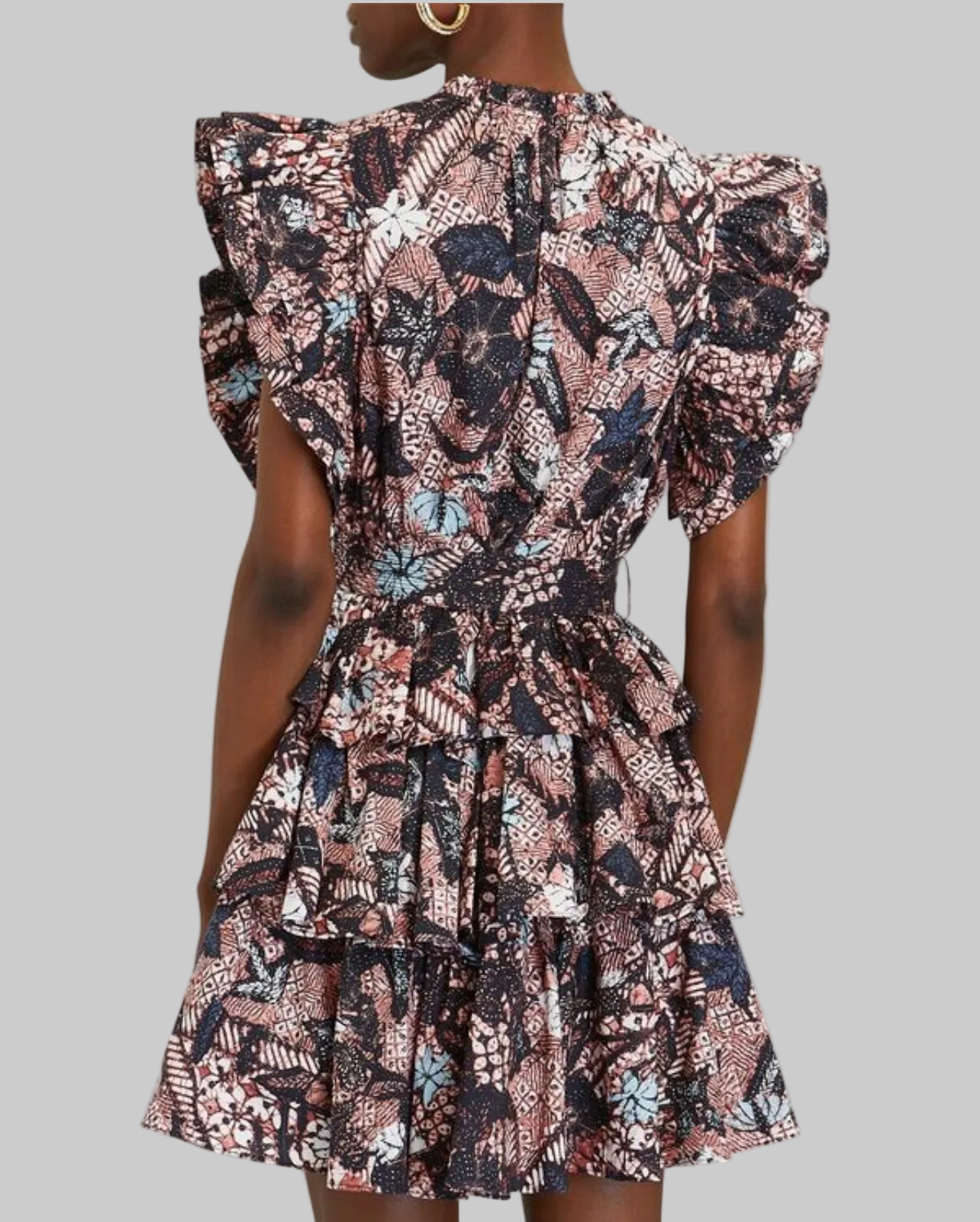 ULLA JOHNSON Smocked Patterned Mini dress - Size 2