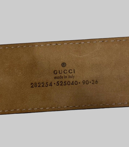 GUCCI Monogram web Belt with Red Leather - size 90/36