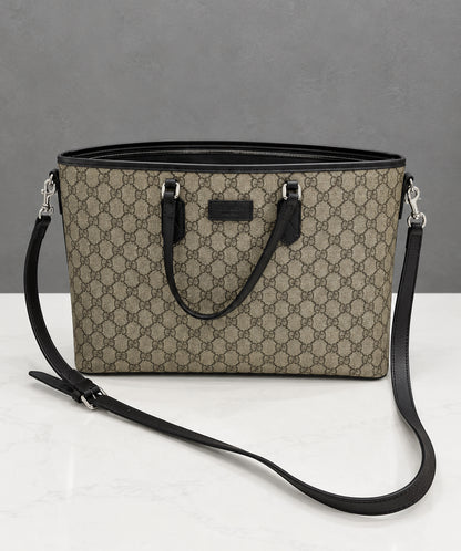 GUCCI GG Supreme Monogram Medium Zippered Tote Bag
