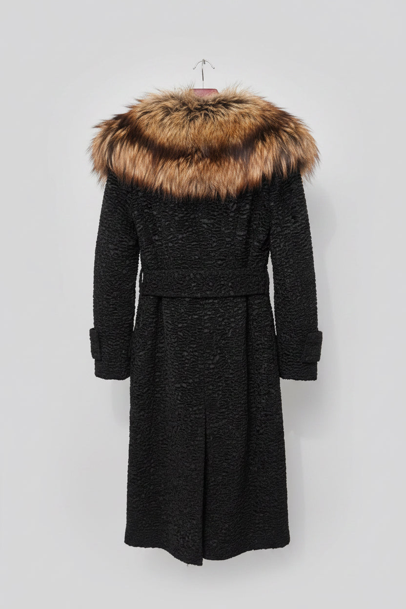 TOM FORD Textured Velvet & Fox Fur Coat - Size S