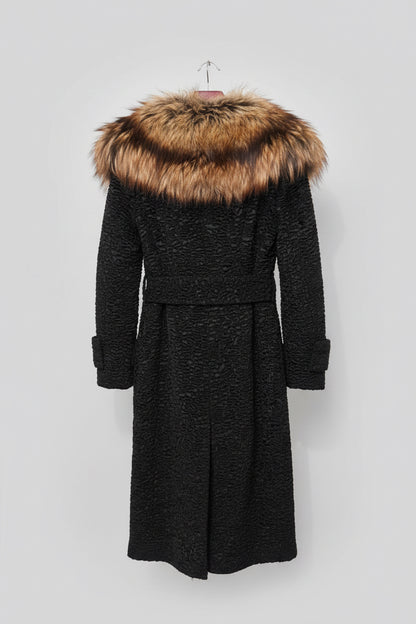 TOM FORD Textured Velvet & Fox Fur Coat - Size S