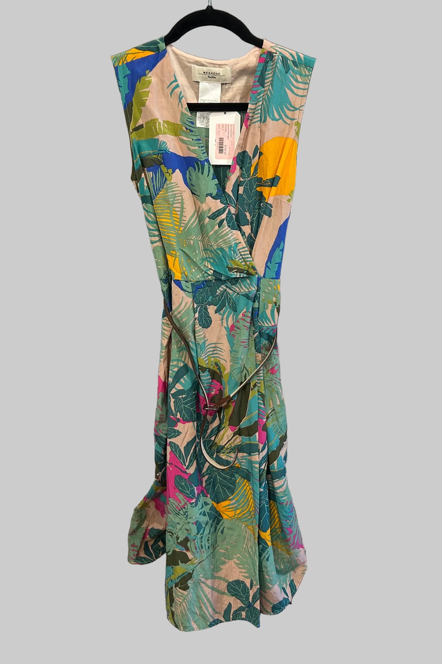 WEEKEND MAX MARA Leaf Printed Belted Dress - Size 2