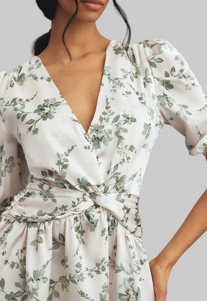 MISA Narcissa Short-Sleeve V-Neck Mini Dress - Size S