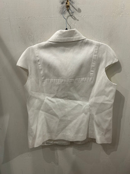 SALVATORE FERRAGAMO White Collared Zip Front Top - Size L