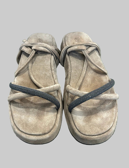 BRUNELLO CUCINELLI Ankle Tie Platform Sandals - Size 40