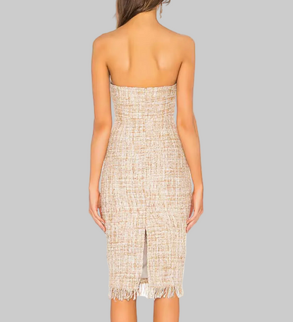 LPA Tweed Strapless Midi Dress - Size s