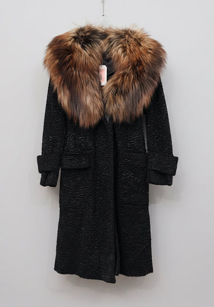 TOM FORD Textured Velvet & Fox Fur Coat - Size S