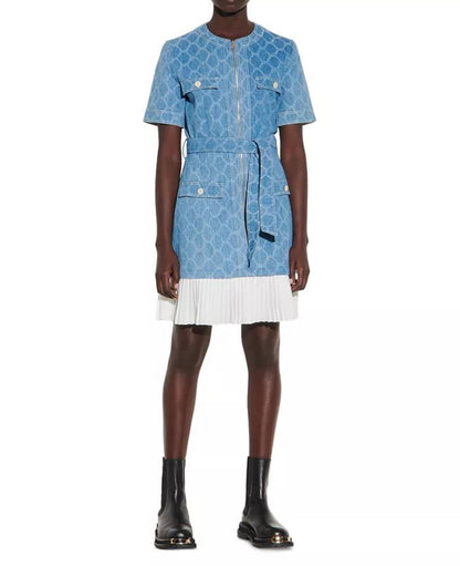 SANDRO Denim Tie Mini Dress - Size 4