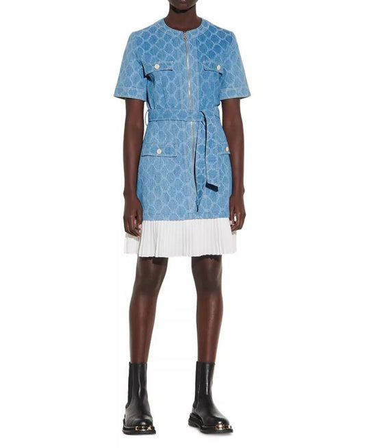 SANDRO Denim Tie Mini Dress - Size 4
