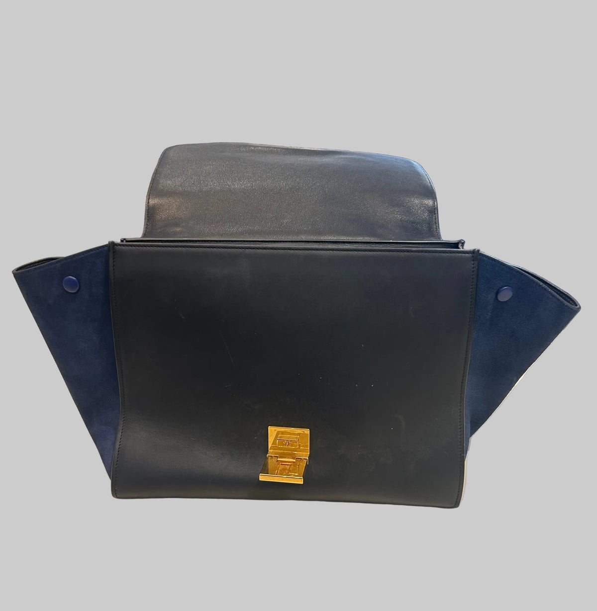 CÉLINE Trapeze Medium Blue Leather Shoulder Bag