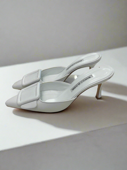 MANOLO BLAHNIK Maysale 50 Buckle Mules - Size 38
