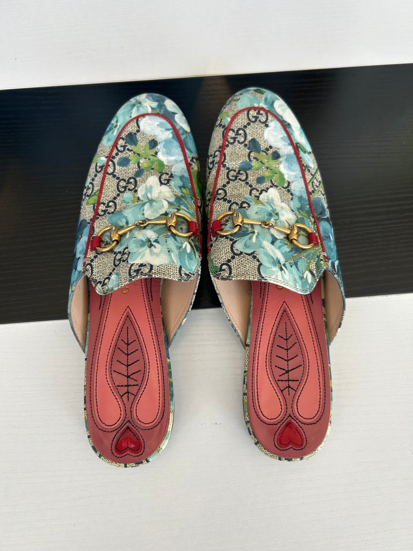 GUCCI Blooms Monogram Princeton Mules - Size 38.5