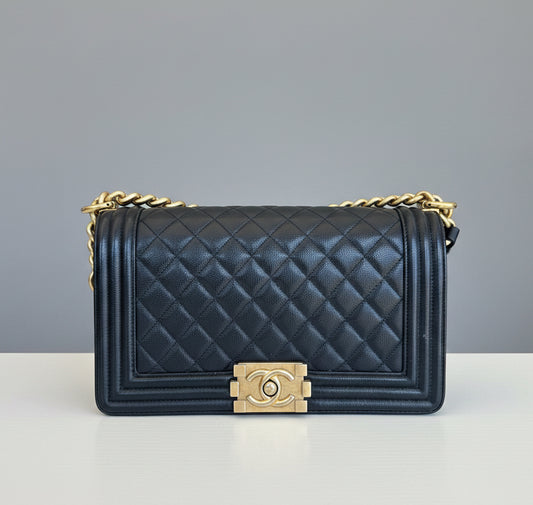CHANEL 2018 Medium Boy Bag Navy